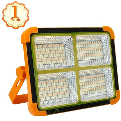 Solar LED Work Light with Magnetic Hook – 2000 Lumen Rechargeable Camping Light, Adjustable Brightness, Solar & USB-C Dual Charging