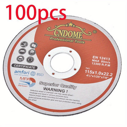 Cut-Off Wheels 100-Pack 4-1/2 Inch Aluminum Oxide Cutting Discs - 0.040" Thin Kerf, 7/8" Arbor, 13300 RPM for Angle Grinder