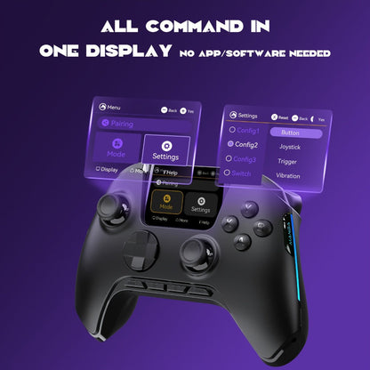Hall Effect Wireless Gaming Controller V2 Black, Interactive Screen, RGB Lighting, Remappable Buttons
