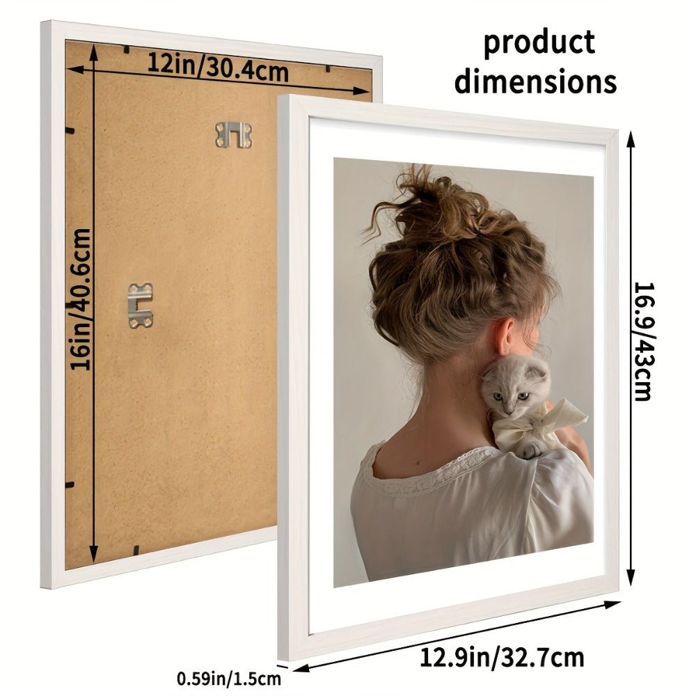 Picture Frames 12x16 Set of 3 – Classic Wood Poster Frames, Horizontal & Vertical Wall Hanging, Multi-Color Options for Bedroom Office