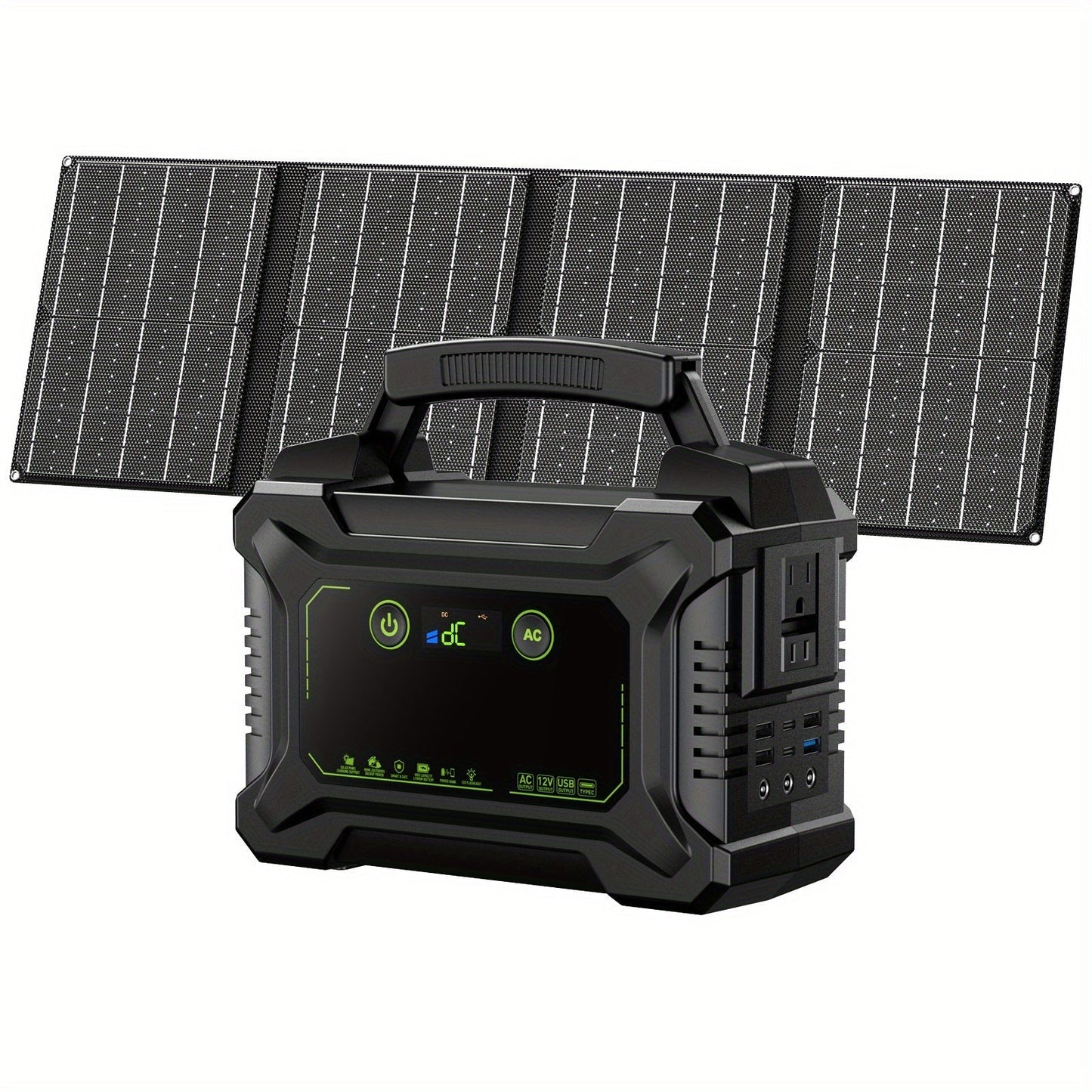 Portable Power Station 155Wh or 222Wh Configurations with AC Outlet, USB Ports, LED Light and Solar Option