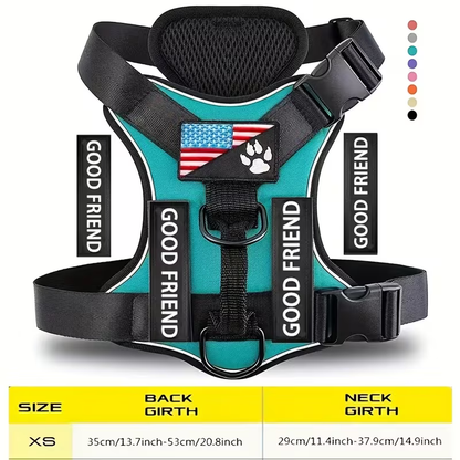 Five-Patch Dog Vest Harness in Black, Red, Rose Red, Grey or Green with XS-to-XL Sizes Pictured