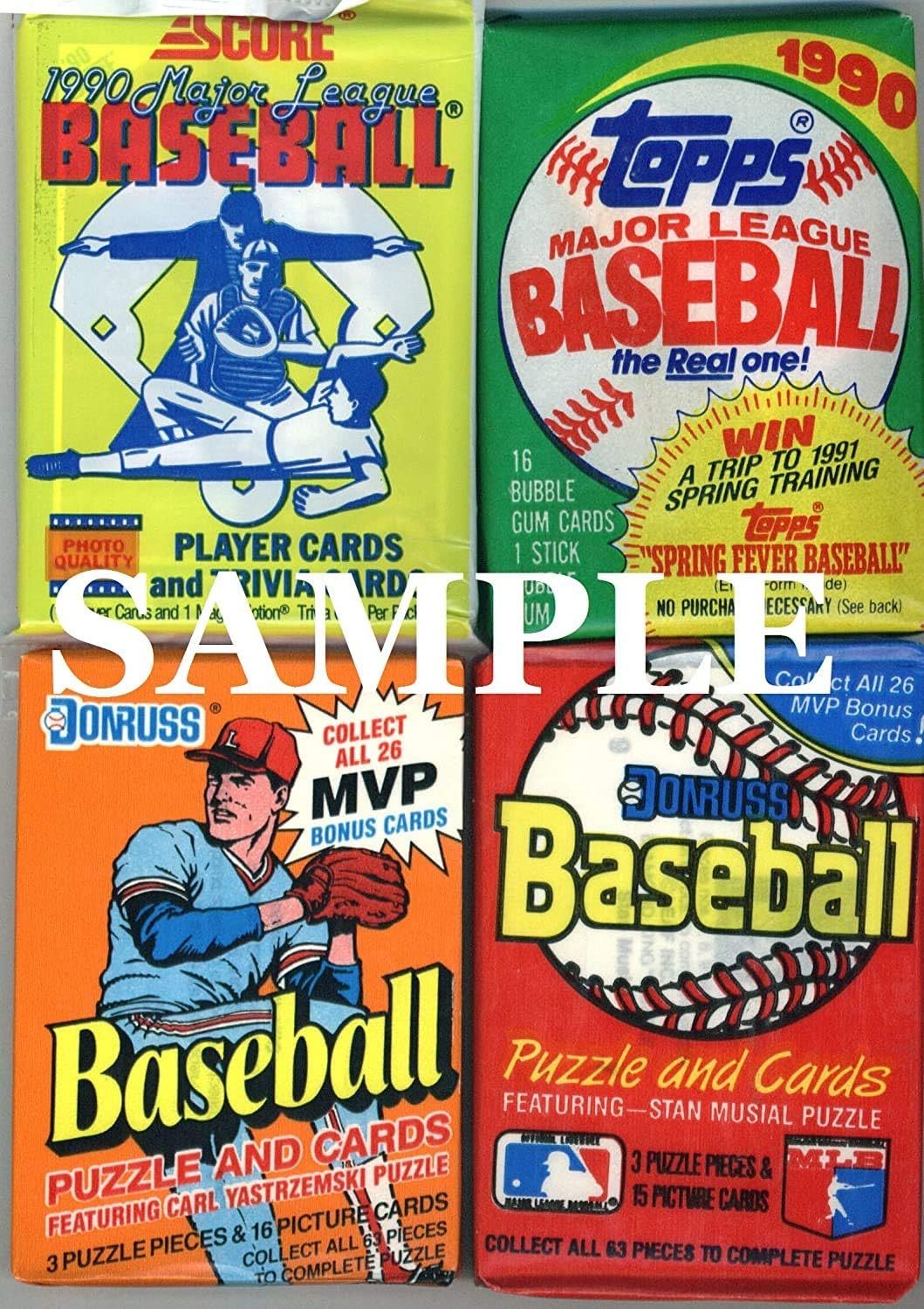 Vintage MLB Baseball Card Packs Lot 1980s 90s Unopened Unsearched 60 Cards 4-5 Packs Look for Hall of Famers Stars and Rookies Golden Era