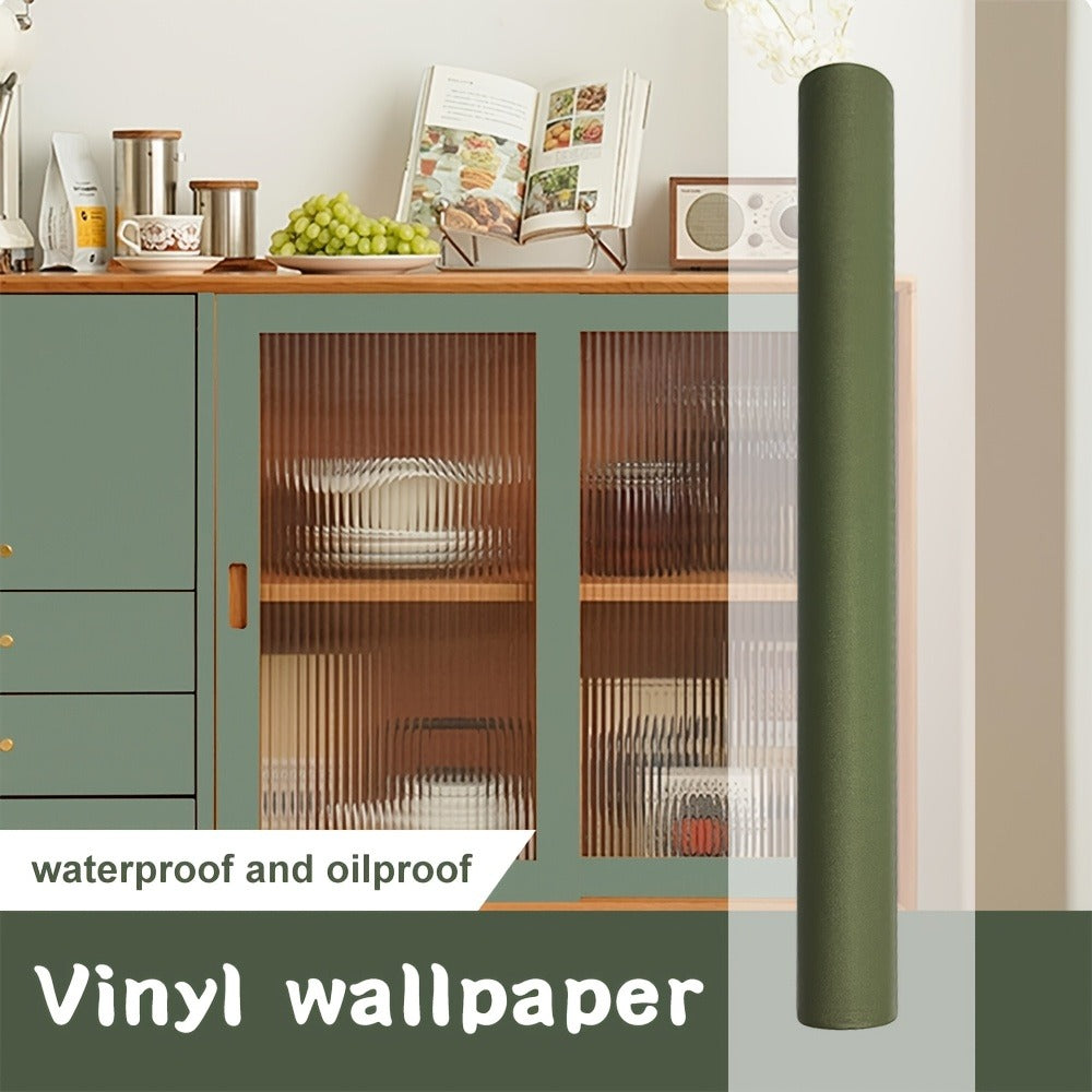 Peel and Stick Wallpaper Textured Matcha Green | Self-Adhesive Contact Paper 23.62"x118.1" Roll | Removable Wall Covering for Kitchen