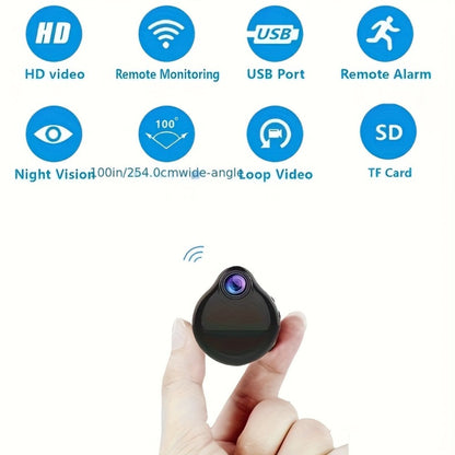 Mini WiFi Body Camera in Black with 100-Degree Lens Marking, Motion Alerts, Loop Video, Night View and TF Card Slot