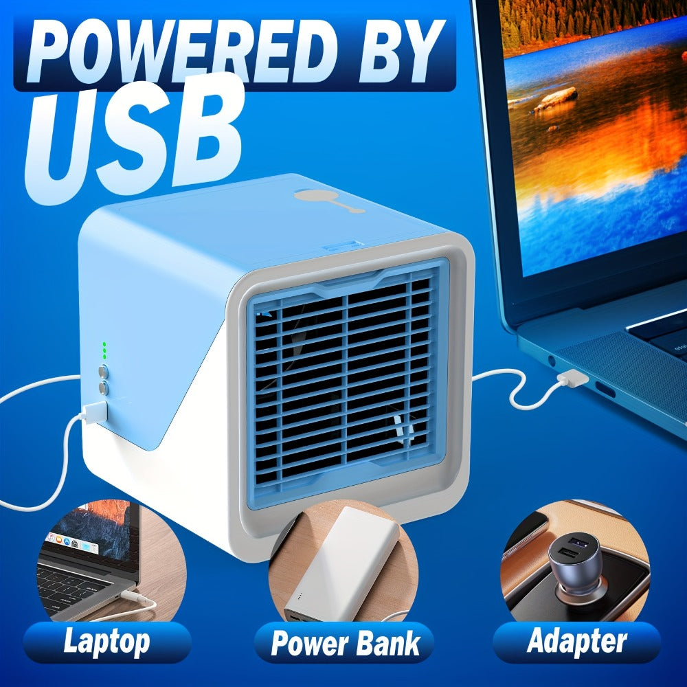 Portable Air Cooler 3-in-1 Mini Personal Air Conditioner Humidifier Fan with Atmosphere Light for Entryways, Bedrooms and Living Spaces