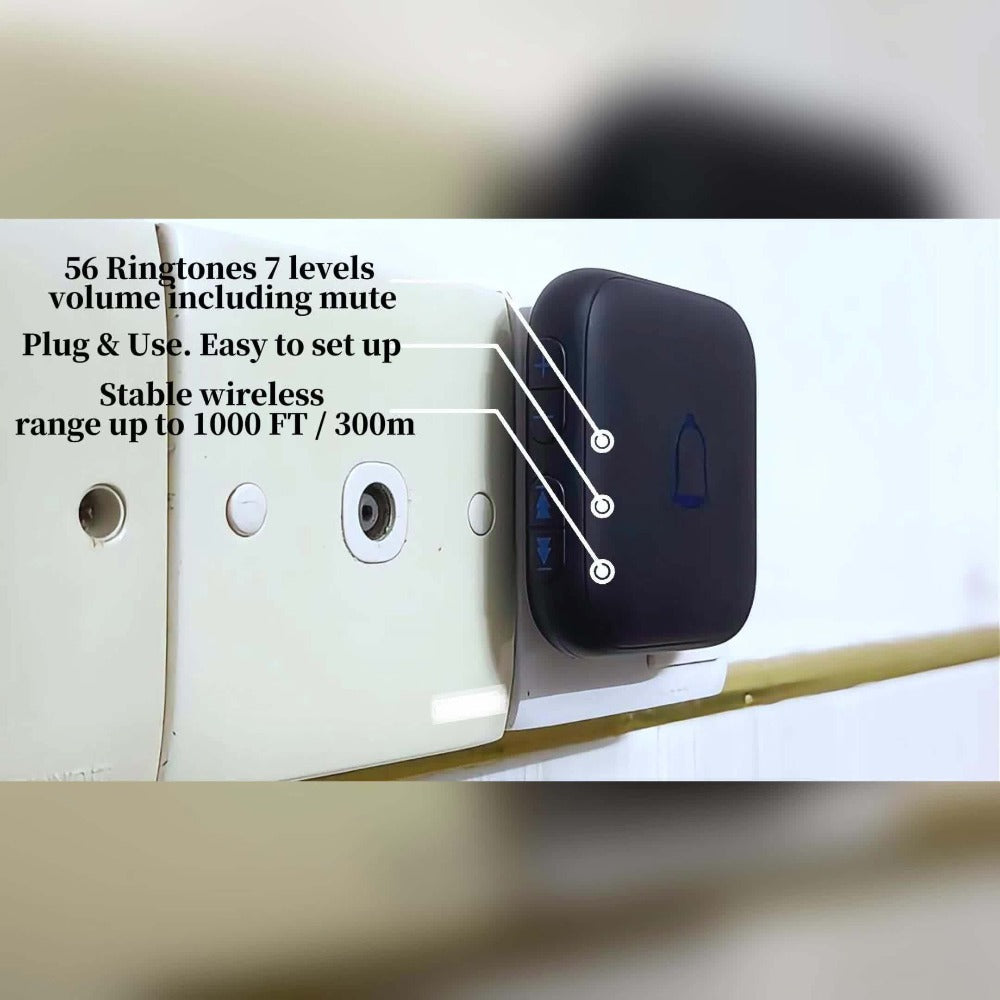 Long Range Doorbell Kit 1000ft - 115dB Loud Wireless Chime, 56 Melodies, 7 Volume Levels, Mute Mode
