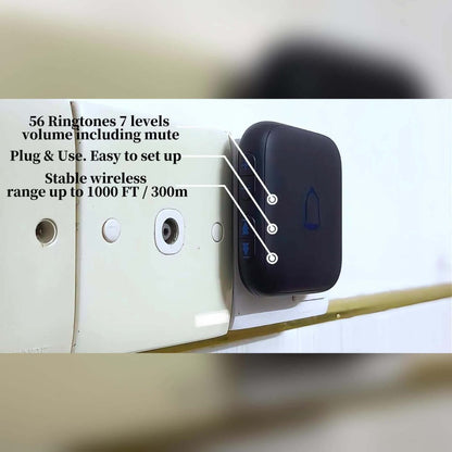 Long Range Doorbell Kit 1000ft - 115dB Loud Wireless Chime, 56 Melodies, 7 Volume Levels, Mute Mode