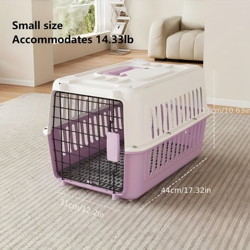 Hard-Shell Pet Carrier Crate with Front Grid Door, Side Ventilation and Standard or XL Sizes in Three Colors