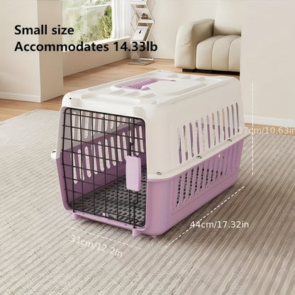 Hard-Shell Pet Carrier Crate with Front Grid Door, Side Ventilation and Standard or XL Sizes in Three Colors