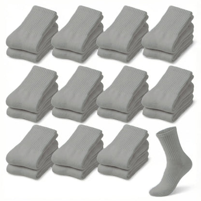 12-Pair Crew-Length Diabetic Sock Set for Adults in White, Black or Grey with 9-11 and 10-13 Sizes