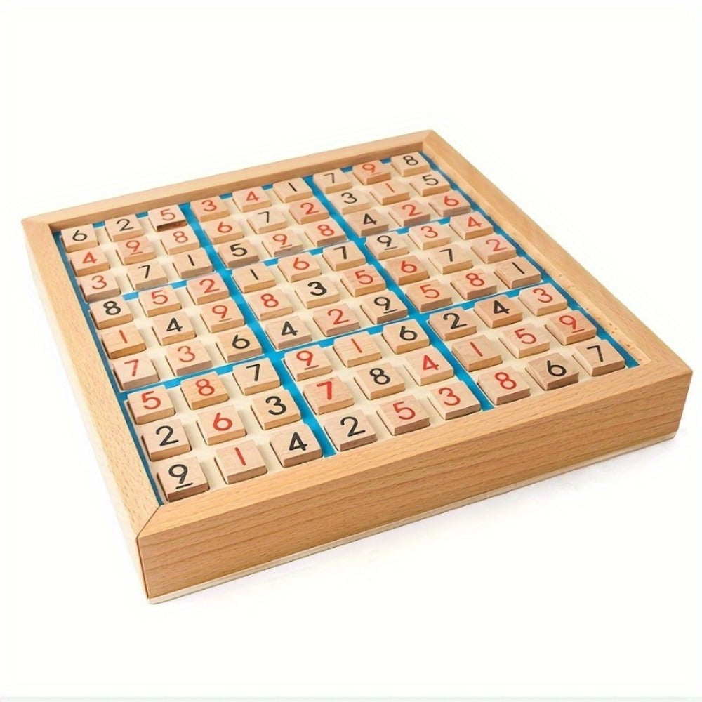Wooden Sudoku Board Game for Kids & Adults, Logic Brain Teaser Puzzle with Challenge Cards, Number Thinking Educational Family Game