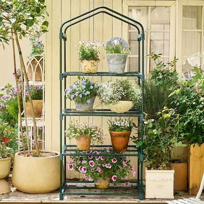 Mini Greenhouse with Steel Frame & Roll-Up Zipper Door, Portable Indoor Outdoor Plant Greenhouse