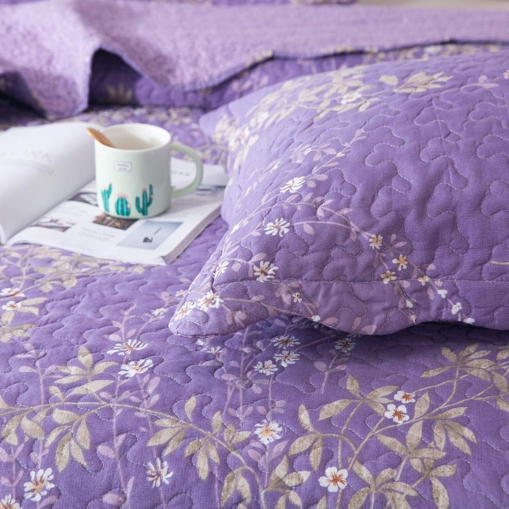 Floral Quilt Set Lightweight Bedspread Coverlet 2 or 3-Piece, All Season Hypoallergenic Breathable Paisley Patchwork Print Quilt for Bedroom