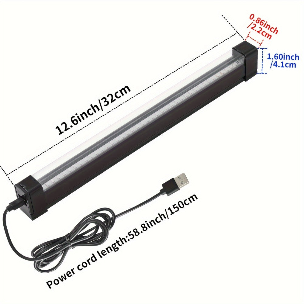 UV Black Light Strip USB LED, 32cm / 12.6ft Portable Magnetic Black Light Tube for Halloween Party