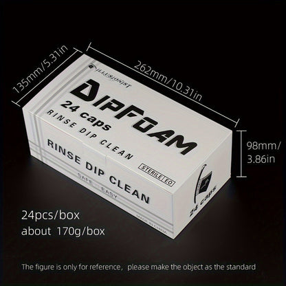 Tattoo Needle Dip Clean Cups 24pcs Foam Liner, Odorless Non-Electric Safe Cleaning for Cartridge & Traditional Needles
