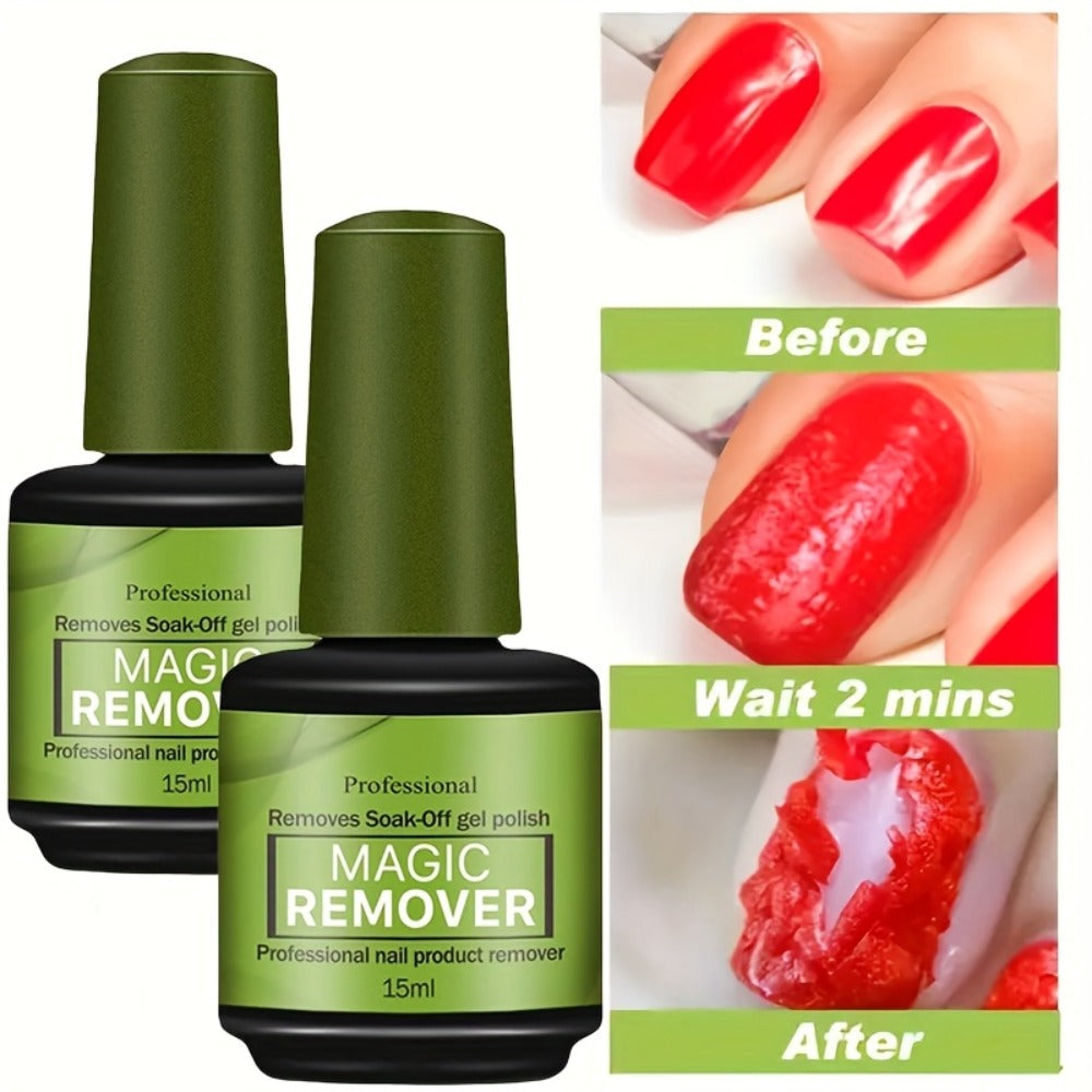 Gel Nail Polish Remover 3pcs Set – Soak Off Gel Nails, Nail Glue & Acrylic Nails in 2-3 Minutes | Fast Gentle Formula for Home DIY & Salon