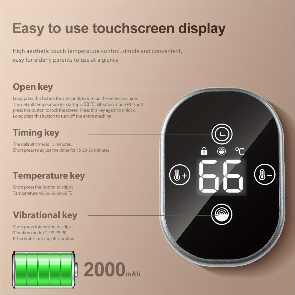 Electric Heated Knee Massager 3-in-1, Vibrating Heating Pad for Knee Shoulder Elbow, 5 Temperature Settings 45-65°C