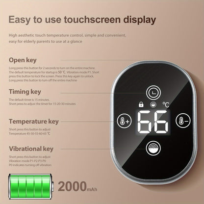 Electric Heated Knee Massager 3-in-1, Vibrating Heating Pad for Knee Shoulder Elbow, 5 Temperature Settings 45-65°C