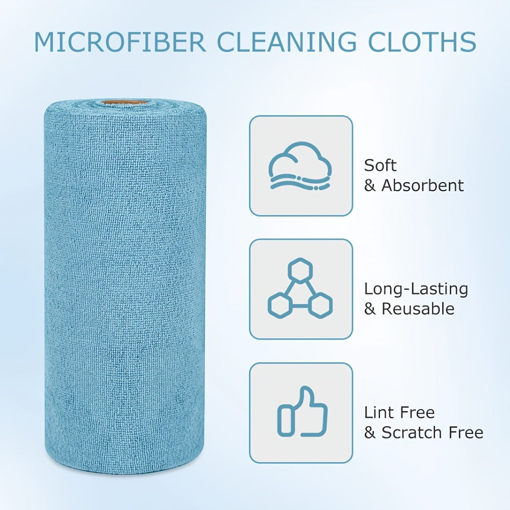 Microfiber Cleaning Cloths Reusable Paper Towel Roll Replacement – Washable Absorbent Tear-Away Dishcloths for Kitchen