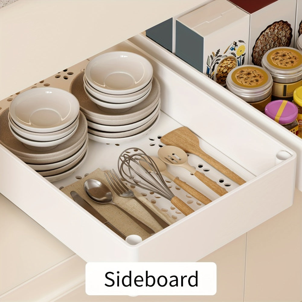 Pull-Out Cabinet Organizer 2-Pack Retractable Slide-Out Storage Bins No Drill Removable Kitchen Pantry Bathroom Shelf Organizer Boho Style