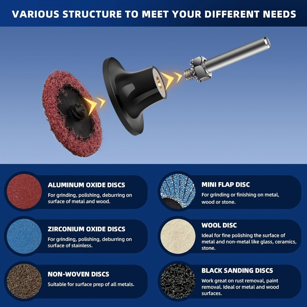 108pcs 2 Inch Sanding Discs Set with 1/4" Holder, Roloc Quick-Change Surface Conditioning Discs for Die Grinder
