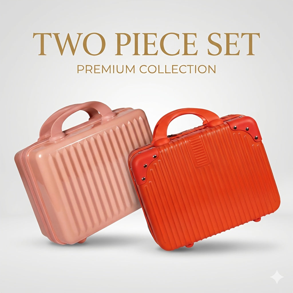 Hard Shell Makeup Travel Case Waterproof Pressure-Proof Portable Cosmetic Suitcase with Elastic Band Luggage Attachment Carry-On Organizer