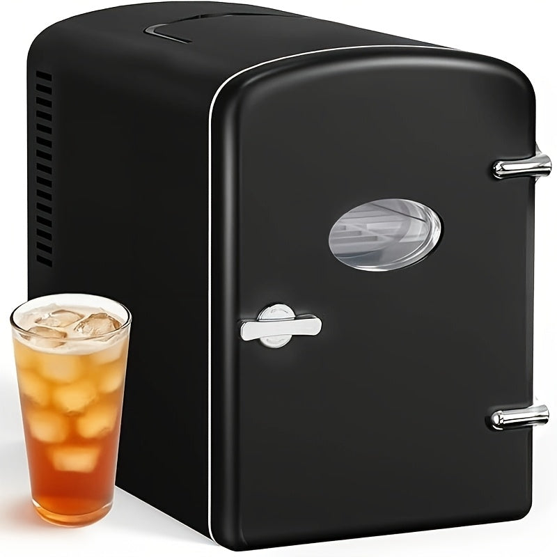 Mini Fridge Portable Cooler & Warmer 9-Can 1.59 Gal with Window for Entryways, Bedrooms and Living Spaces