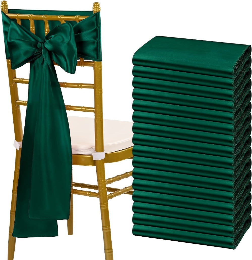100pcs Satin Chair Sashes Bows for Wedding Banquet Party Event Decoration, 13 Colors, 18×275cm