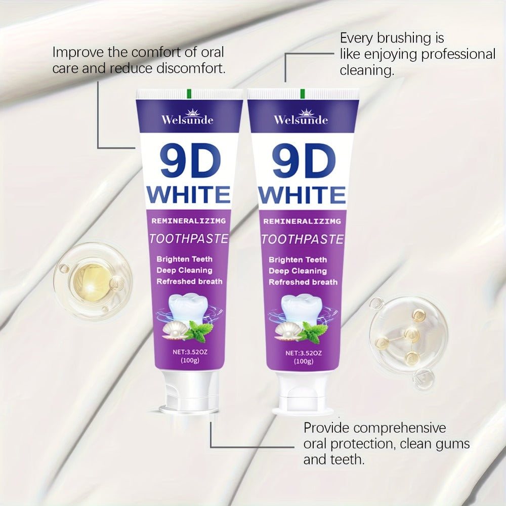 Two-Pack 100g Purple Mint Toothpaste with Hydroxyapatite and Niacinamide Listed on Ingredient Panel