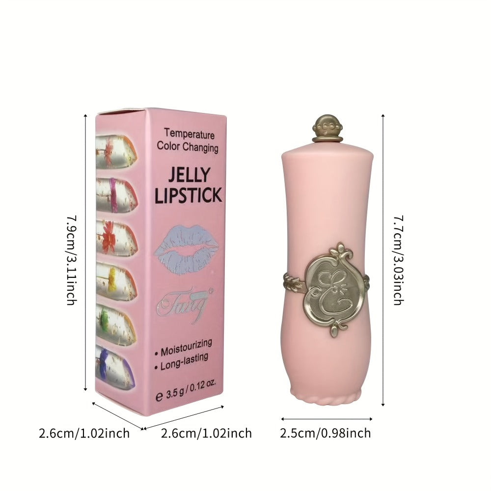 Color Changing Lip Balm Set 6PCS Flower Jelly Lipstick Thermostat Tinted Peach Flavor, for Makeup, Travel and Everyday Vanity Use