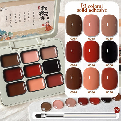 Gel Nail Polish MORDDA 9-Color Autumn Harvest Set with Solid Shades and Included LED Curing Pen for Nail Art
