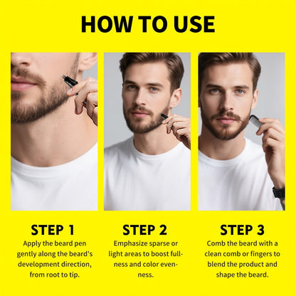 Beard Filler Pencil with Brush, Waterproof Beard Pencil for Fuller Thicker Beard, Fills Sparse Patchy Beard & Mustache