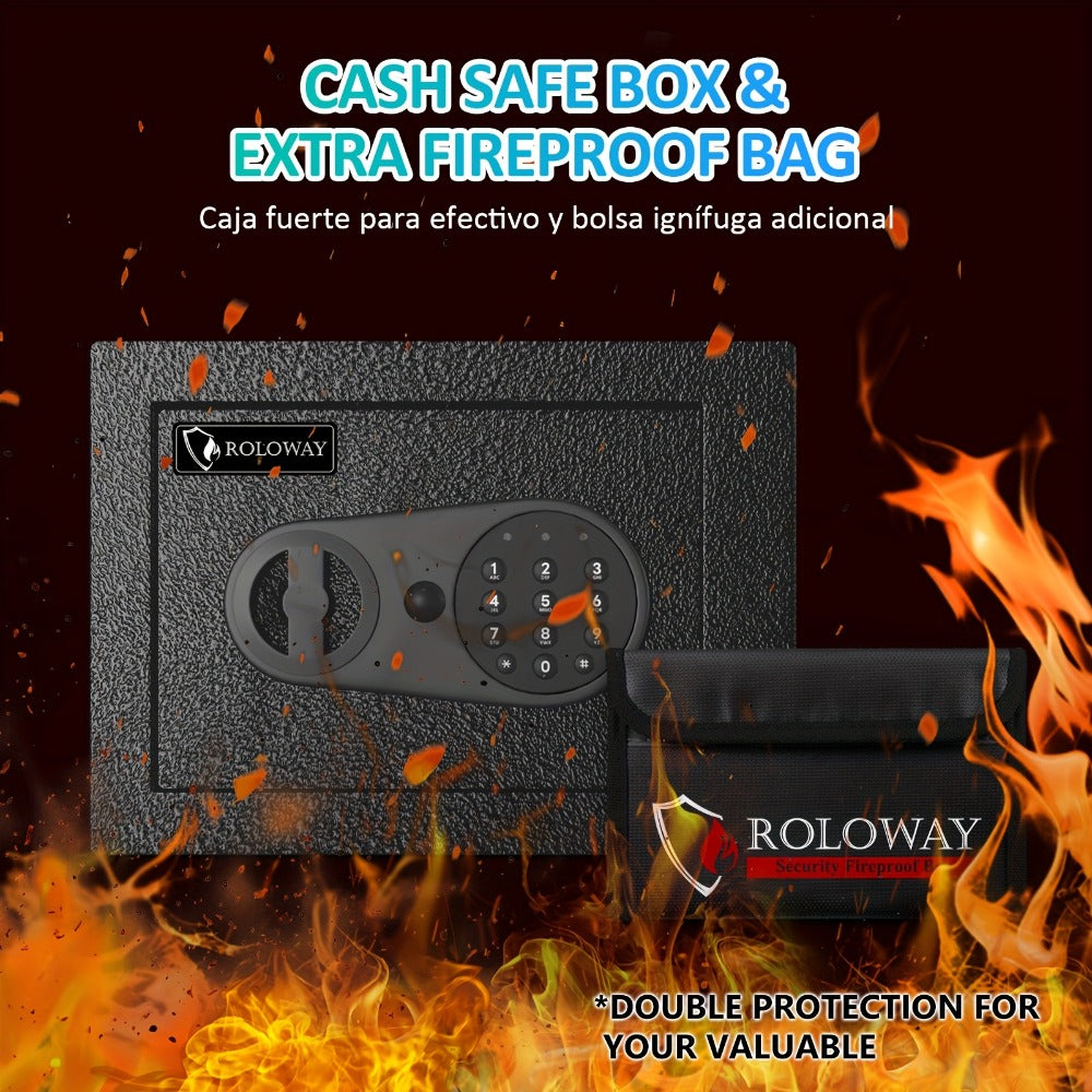 Safe Box with Keys Fireproof Bag Included Heat Resistant Secure Home Office Storage Lock Box for Entryways, Bedrooms and Living Spaces