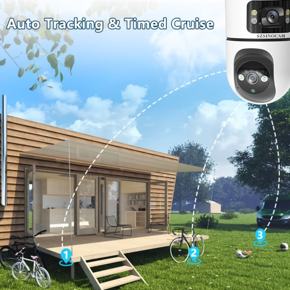 Security Camera QW2 Dual-Lens Outdoor PTZ Model with IP66, Auto Tracking, Two-Way Audio and Four Pack Options