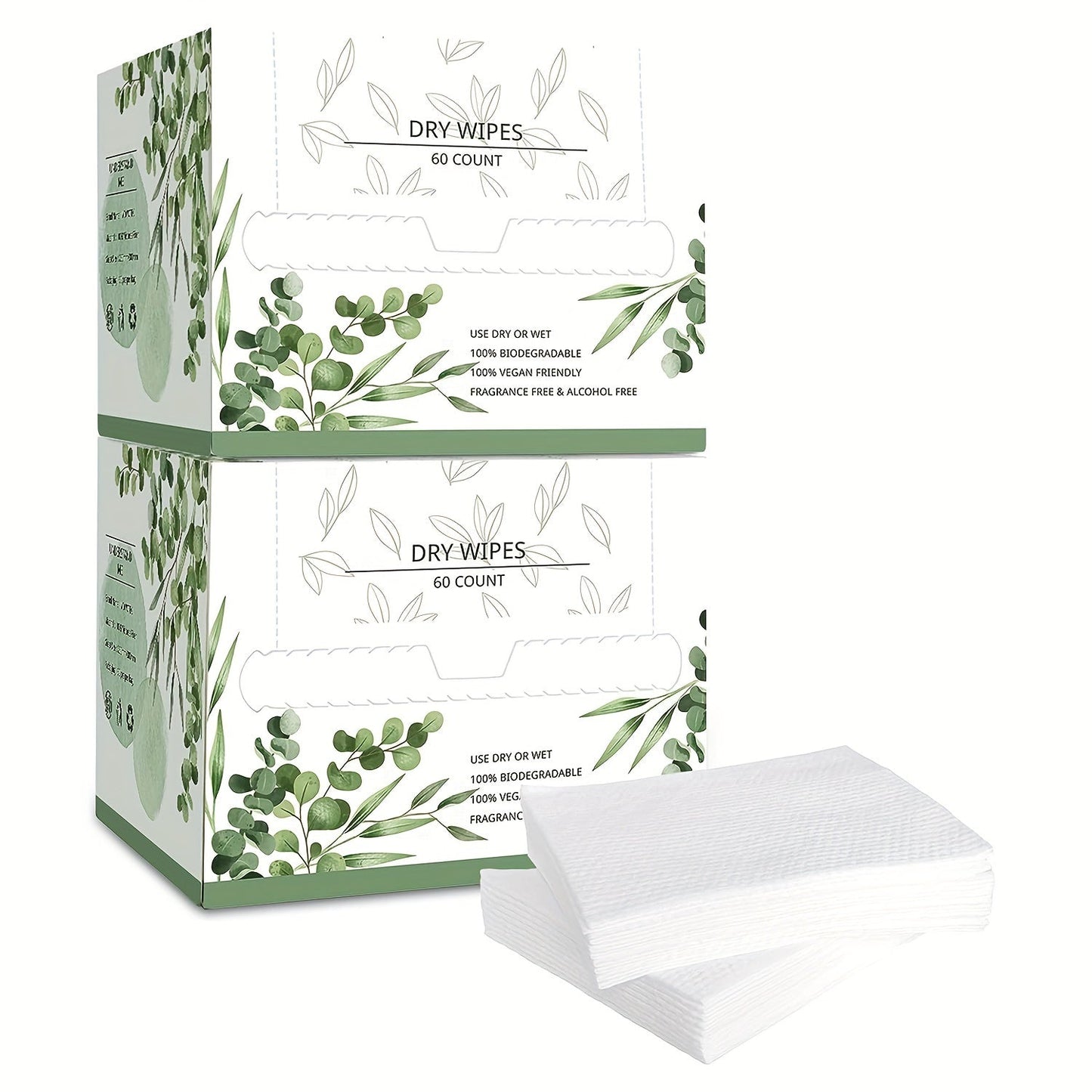 Disposable Face Towels 60 Count Extra Thick & Soft – 10x12 Inch Cotton Cleansing Wipes for Sensitive Skin, Makeup Removal