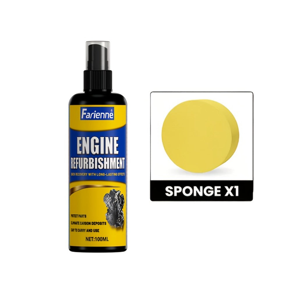 Engine Compartment Restorer Spray 3.38oz with Sponge – Engine Bay Refurbishing Agent, Polishing & Cleaning Spray, Extends Service Life