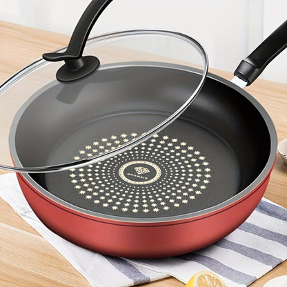 Cast Iron Frying Pan Non-Stick with Lid 9.45 Inch - Powder Coated Skillet Compatible with Induction Gas Electric Stove