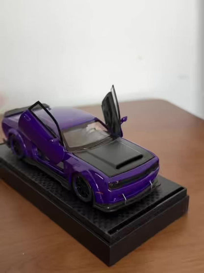 Dodge Hellcat Diecast Car Model 1:32 Scale Alloy Replica with Display Base, Openable Doors, Collectible Mini Vehicle