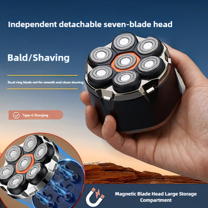 Bald Head Shaver Electric - 5-in-1 Rechargeable Grooming Kit with Type-C Fast Charging for Everyday Face, Beard and Body Grooming