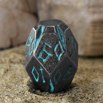 Metal DnD Dice Set 7pcs Glow in the Dark, Stonehenge Zinc Alloy Polyhedral Dice with Display Box