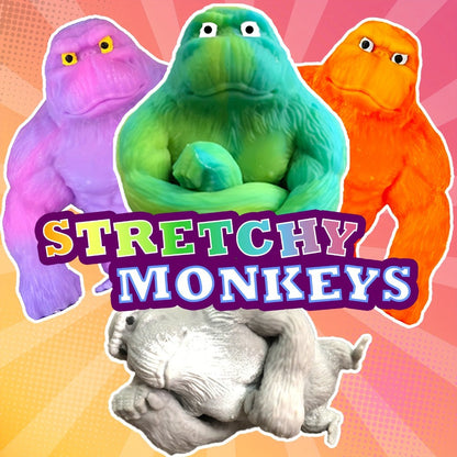 Squishy Monkey Stretchy Fidget Toy 4pcs, Mega Gorilla Squish & Stretch Stress Toy, PVA Sponge Filling