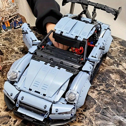 2100PCS Lowrider Sports Car Building Blocks Set for Adults – Misty Blue Model Kit Desktop Ornament & Room Decor, Cool Gift for Men