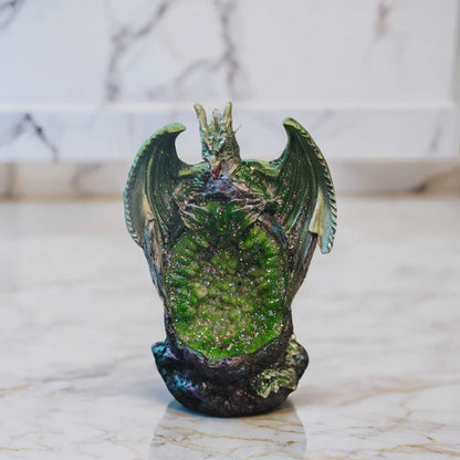 Dragon Figurine Statue Guarding Crystal Cave Polyresin Collectible Home Decor Sculpture Fantasy Dragon for Garden, Patio and Yard Use
