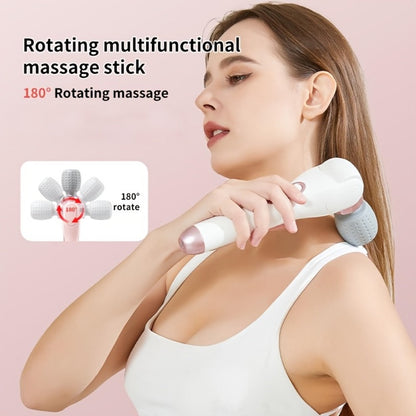 Electric Handheld Massager 180° Foldable Massage Stick, 5-Speed Vibration USB Rechargeable Rotating Head