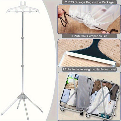 Telescopic Garment Drying Stand with Three Rotating Hanger Arms, Adjustable Height and Gray or Black Finish