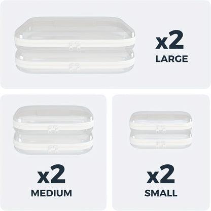 Six-Piece Clear Hard-Shell Organizer Set with Two Small, Two Medium and Two Large Zippered Cases