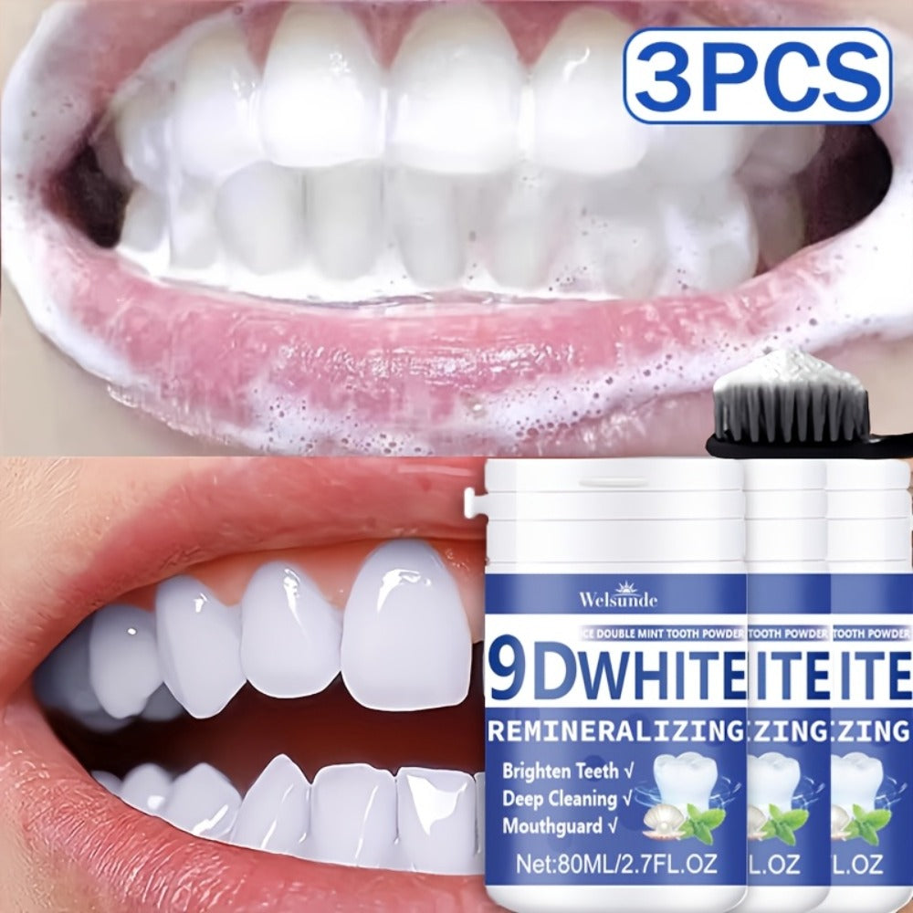 Hydroxyapatite Tooth Powder 3-Pack Remineralizing Whitening Deep Cleaning Mint Fresh Breath Enamel Oral Care