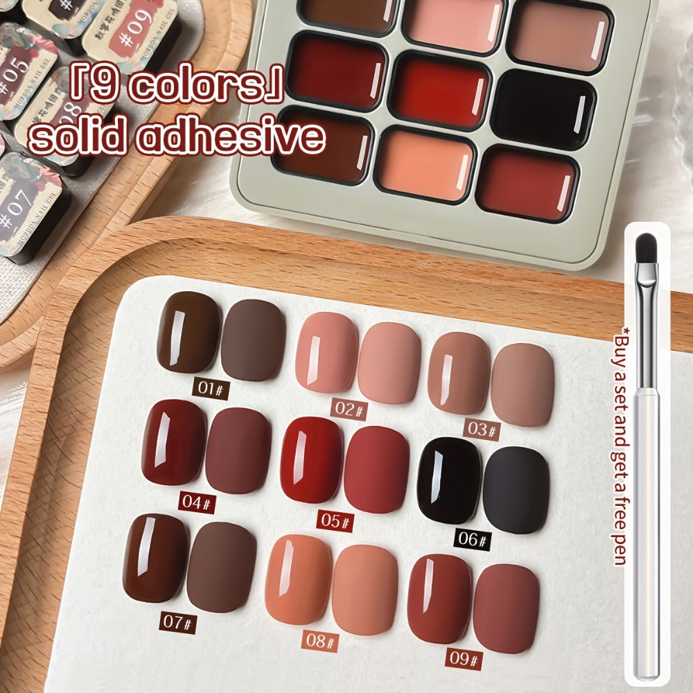 Gel Nail Polish MORDDA 9-Color Autumn Harvest Set with Solid Shades and Included LED Curing Pen for Nail Art