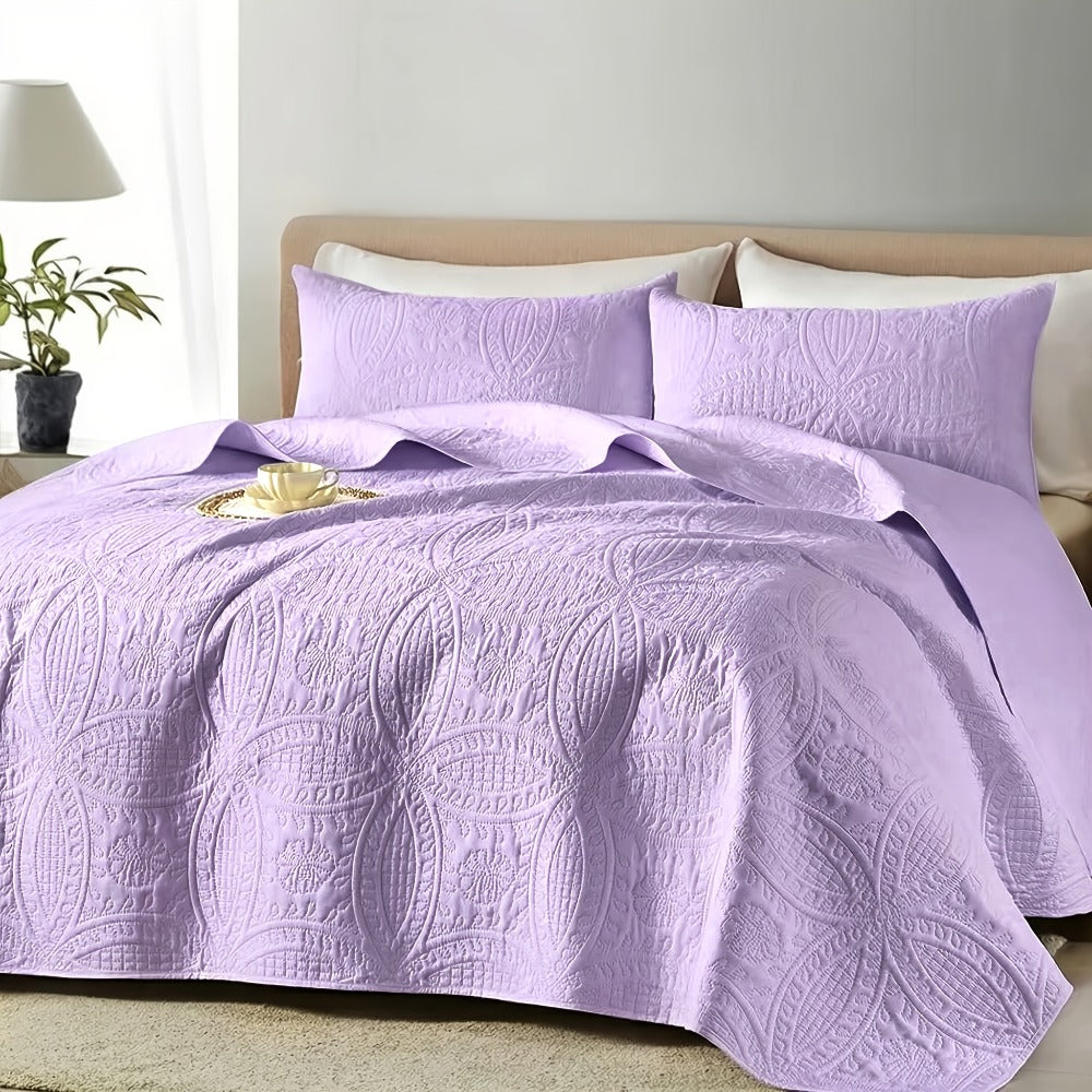 Quilt Coverlet Set 2-3 Piece Lightweight Microfiber Bedspread Coin Pattern Soft Skin-Friendly Anti-Allergy Machine Washable Twin Full Queen